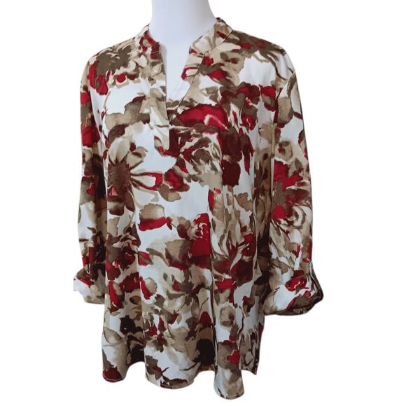 CHICO'S 3 Popover Tunic Top Blouse XL Romantic Floral Office Career Comfort Trip - Picture 1 of 10